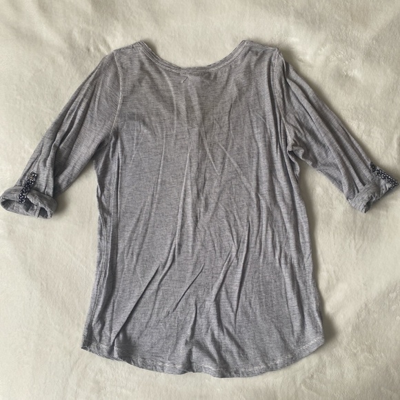 H&M Grey Striped 3/4 Length Henley - Picture 3 of 3